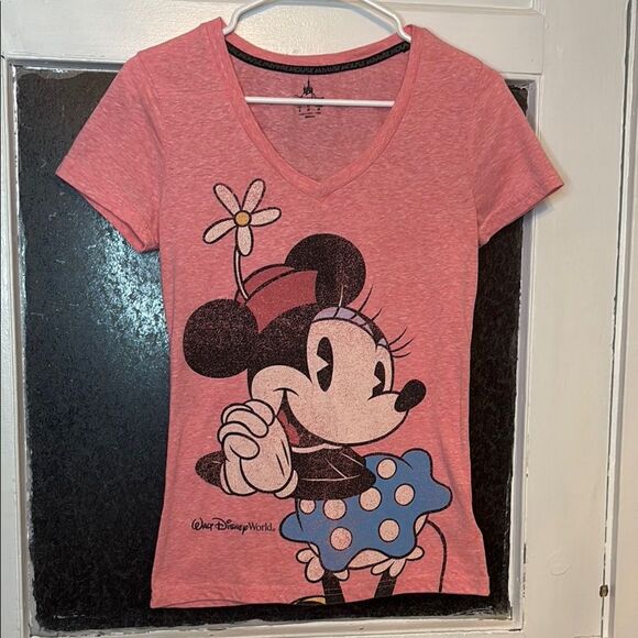 Disney Parks Women’s Coral Pink Classic Style Minnie Mouse T-Shirt Size Small - Picture 1 of 4